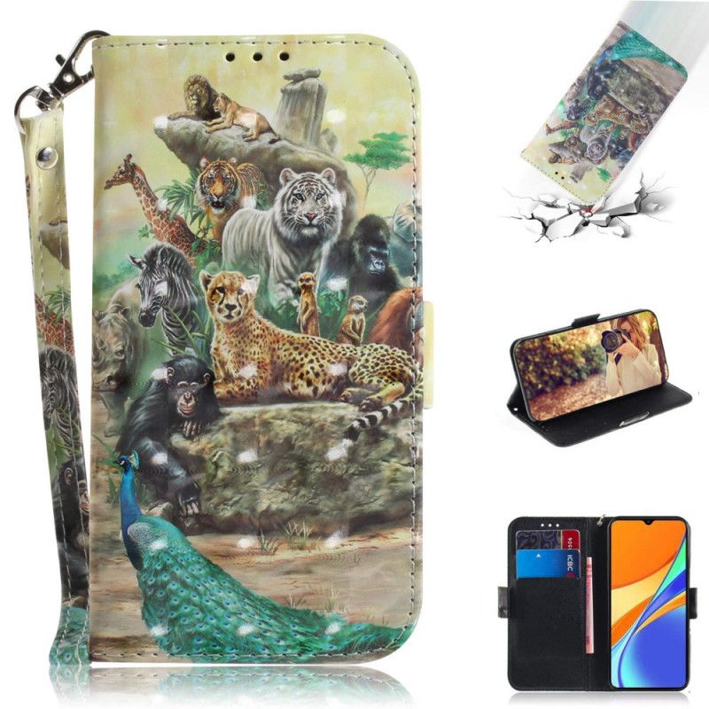 Leren Hoesje voor Xiaomi Redmi 9C String Safari Dieren
