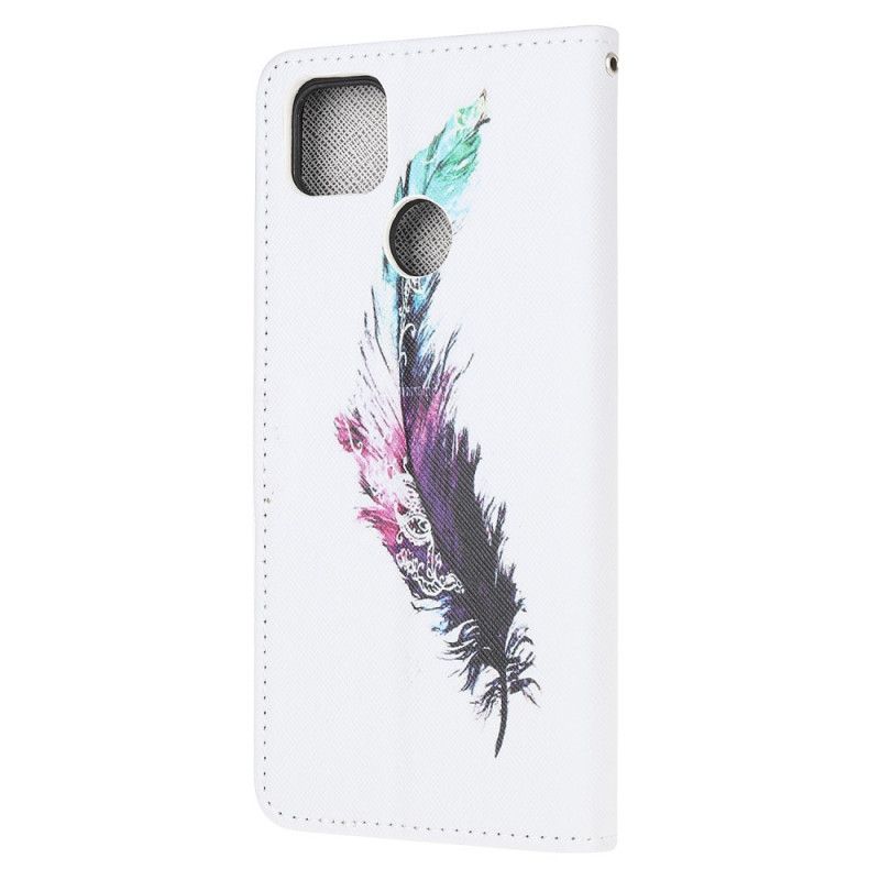 Leren Hoesje voor Xiaomi Redmi 9C Veer Met String