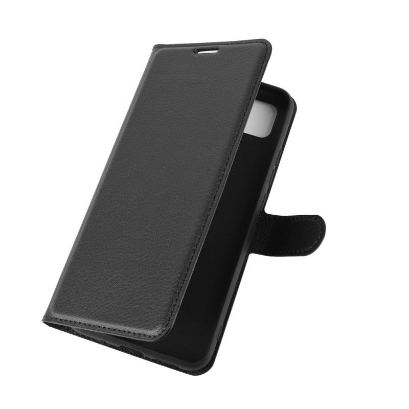 Leren Hoesje voor Xiaomi Redmi 9C Wit Zwart Klassiek Kunstleer