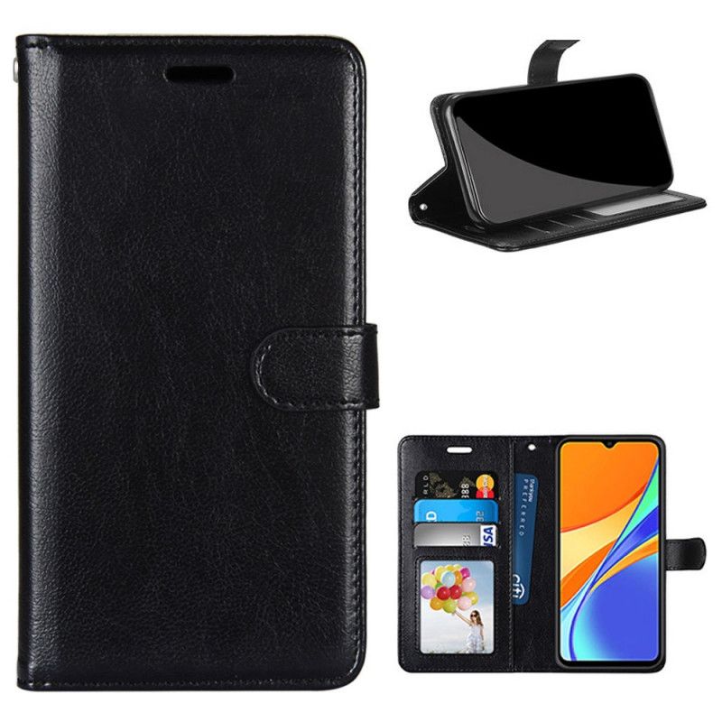 Leren Hoesje voor Xiaomi Redmi 9C Wit Zwart Klassieke Nieuwe Kleuren