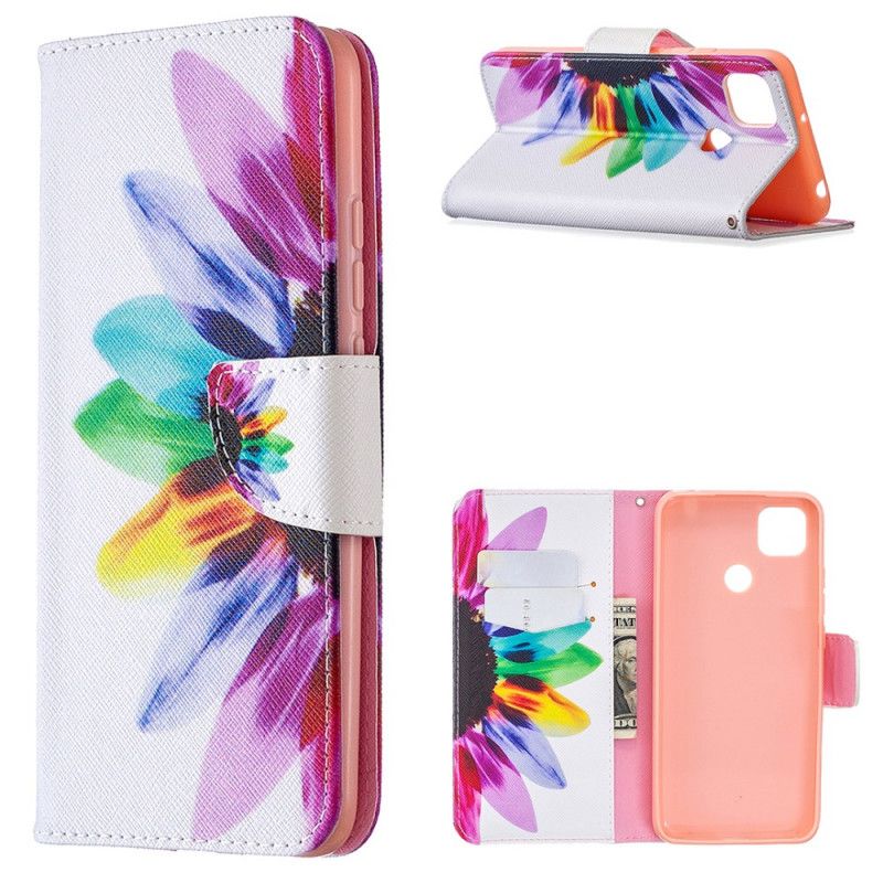 Leren Hoesje Xiaomi Redmi 9C Aquarelbloem