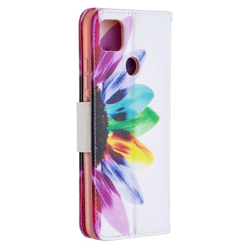 Leren Hoesje Xiaomi Redmi 9C Aquarelbloem