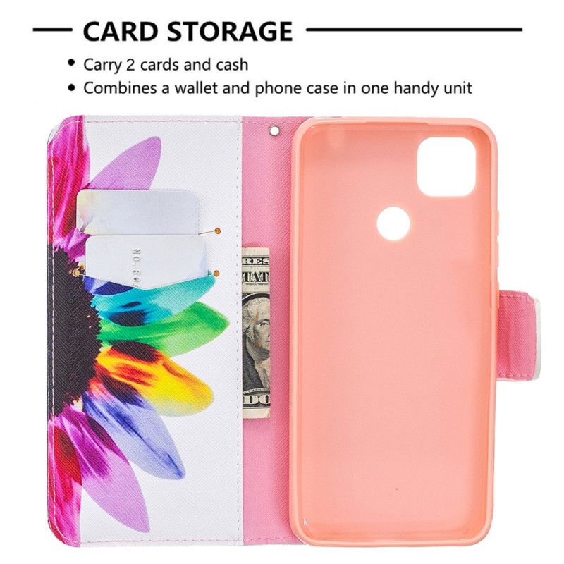 Leren Hoesje Xiaomi Redmi 9C Aquarelbloem