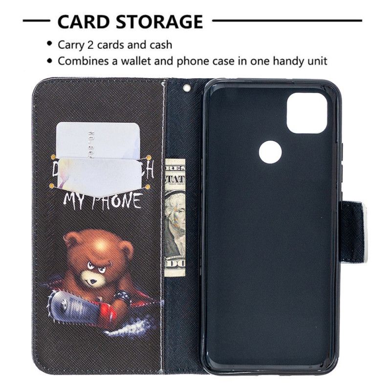 Leren Hoesje Xiaomi Redmi 9C Gevaarlijke Beer