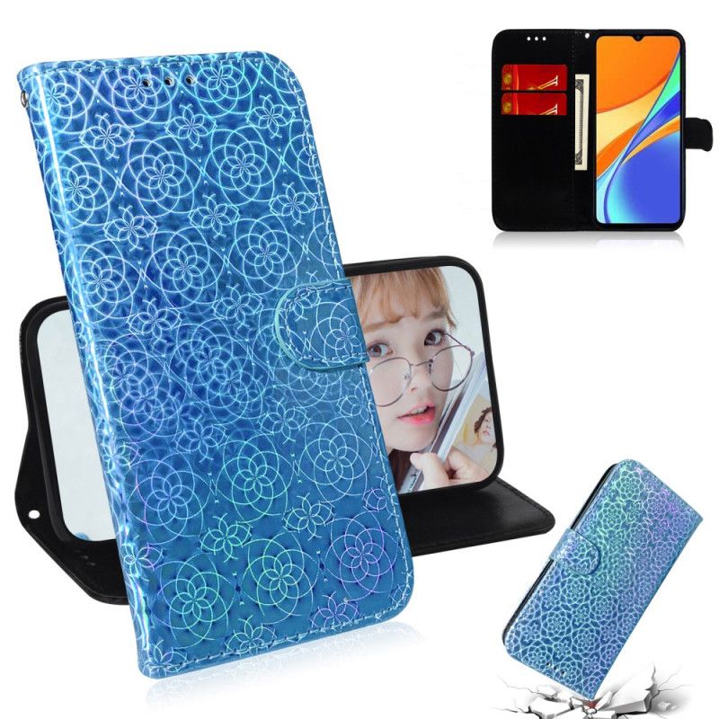 Leren Hoesje Xiaomi Redmi 9C Grijs Zwart Pure Kleur