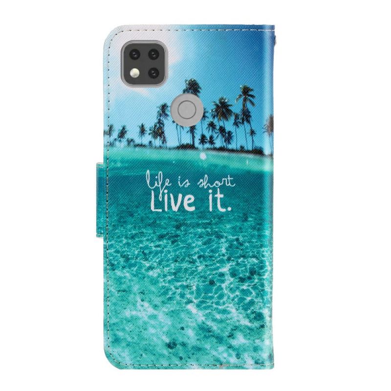 Leren Hoesje Xiaomi Redmi 9C Leef Het Met String