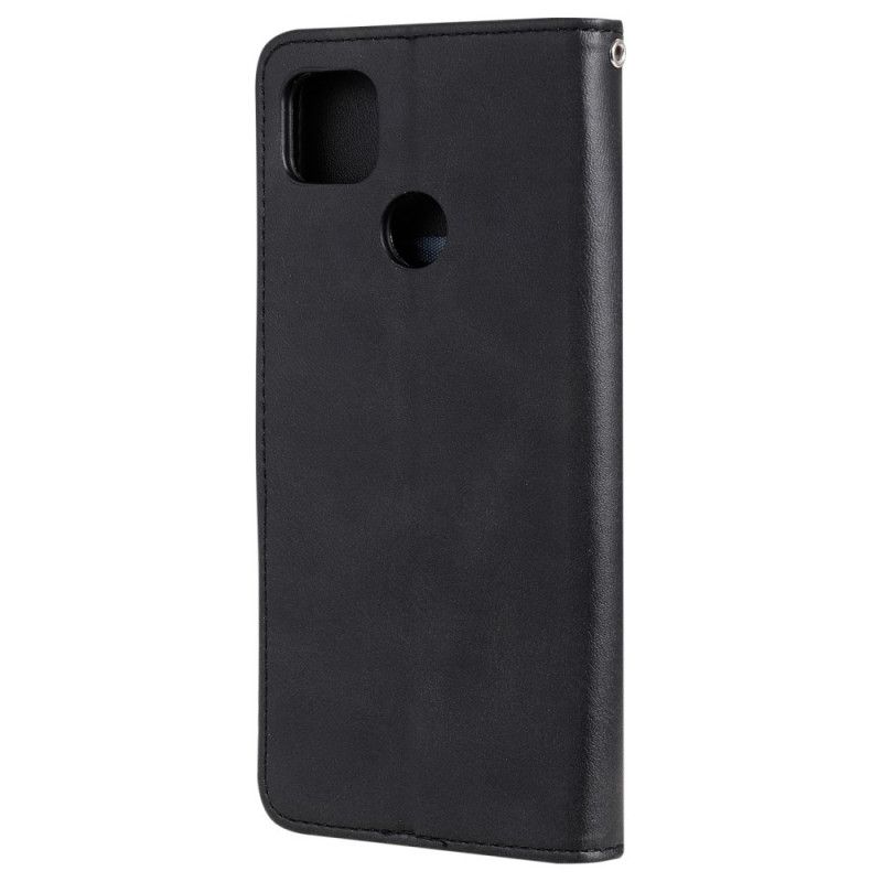 Leren Hoesje Xiaomi Redmi 9C Rood Zwart Telefoonhoesje Vintage Portemonnee