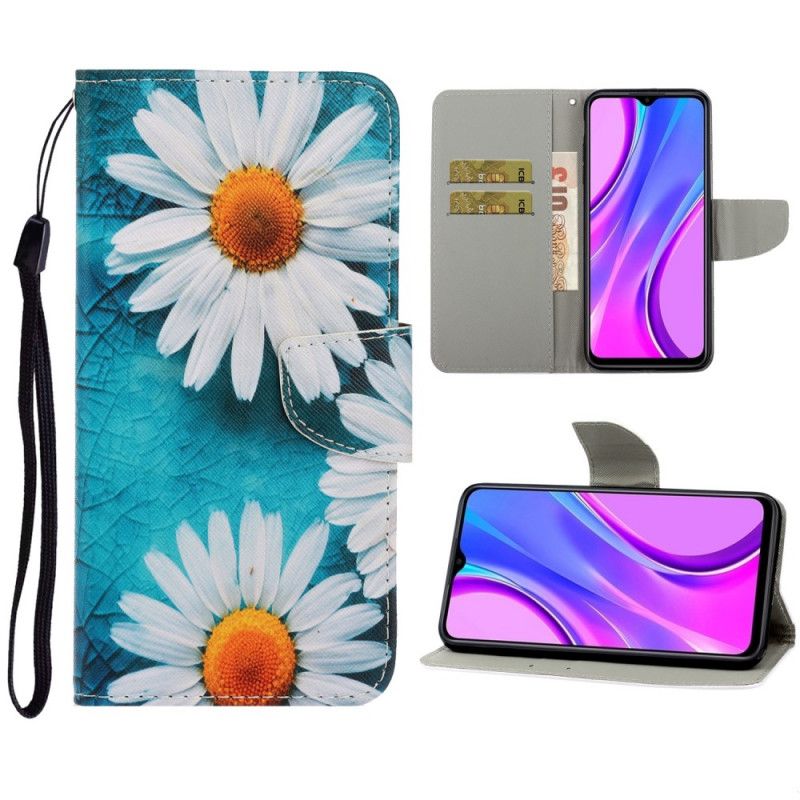 Leren Hoesje Xiaomi Redmi 9C String Madeliefjes