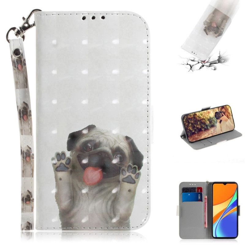 Leren Hoesje Xiaomi Redmi 9C Telefoonhoesje Hou Van Mijn Hond Met String