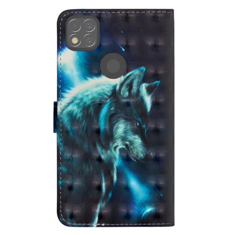 Leren Hoesje Xiaomi Redmi 9C Telefoonhoesje Majestueuze Wolf