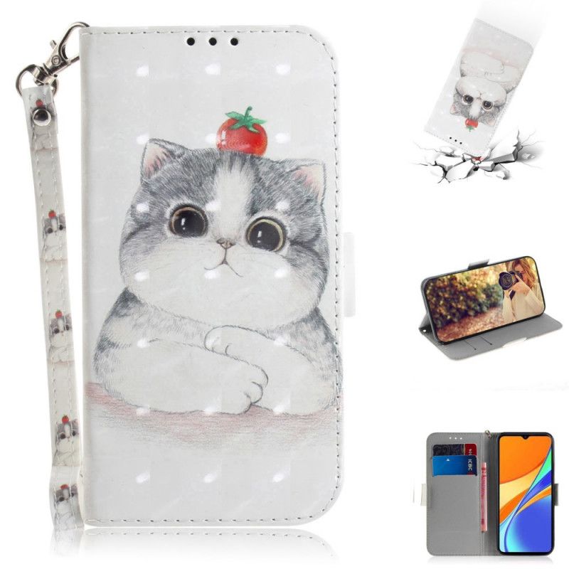 Leren Hoesje Xiaomi Redmi 9C Tomaat Op De String Kat