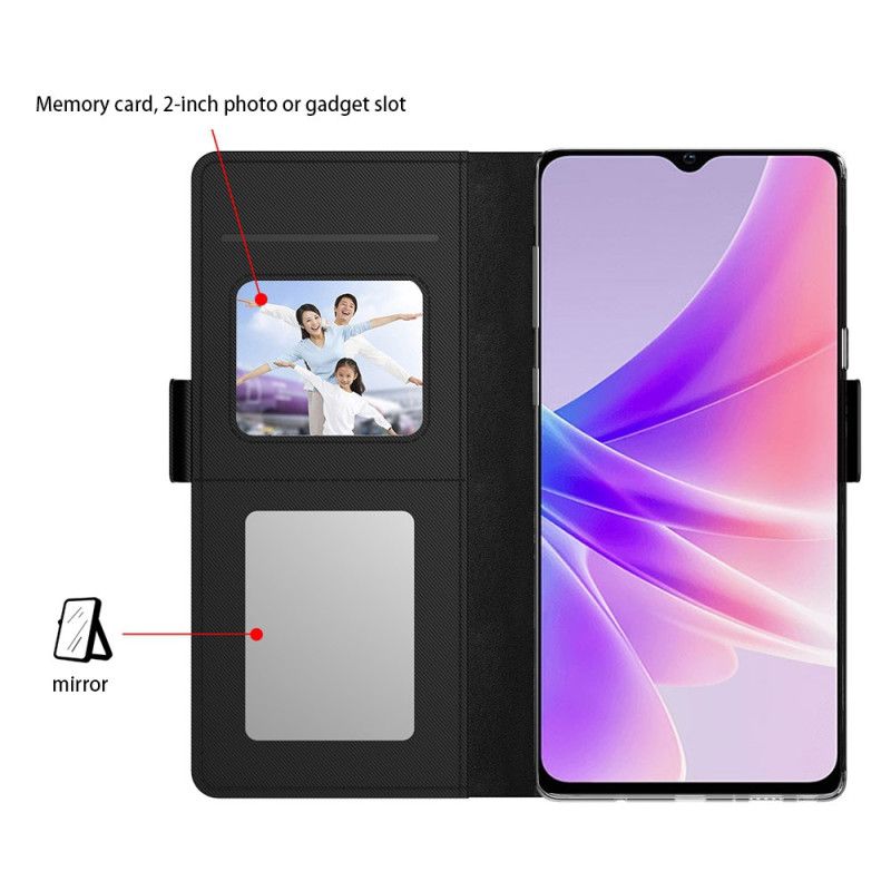 Flip Case Leren Realme 12 Pro / 12 Pro Plus Spiegel- En Voorkaarthouder