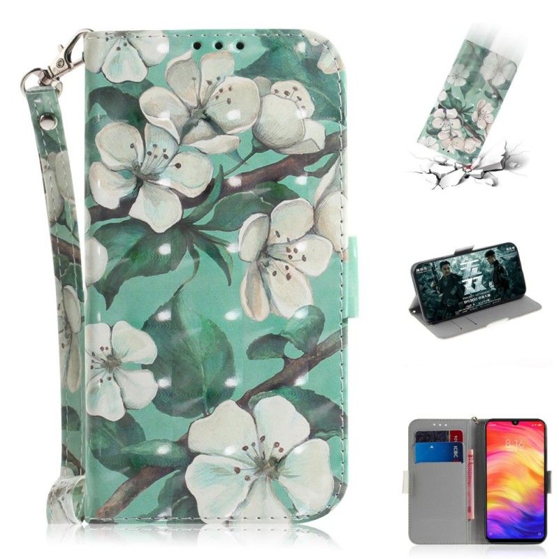Bescherming Hoesje Xiaomi Redmi Note 7 Telefoonhoesje Bloeiende Tak Met String
