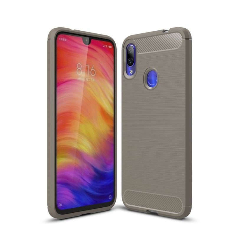 Case Hoesje Xiaomi Redmi Note 7 Rood Zwart Telefoonhoesje Geborsteld Koolstofvezel