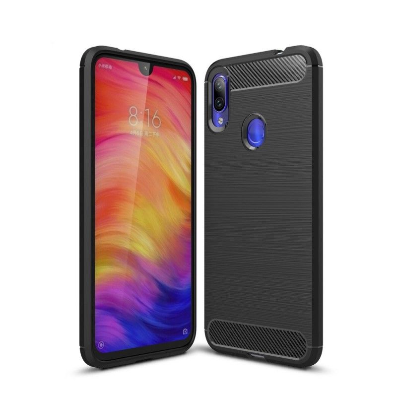 Case Hoesje Xiaomi Redmi Note 7 Rood Zwart Telefoonhoesje Geborsteld Koolstofvezel