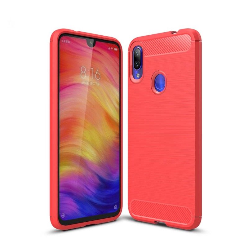 Case Hoesje Xiaomi Redmi Note 7 Rood Zwart Telefoonhoesje Geborsteld Koolstofvezel