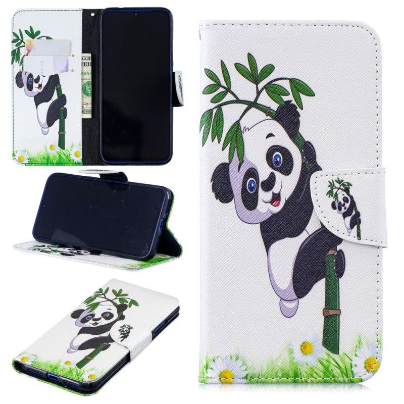 Cover Folio-hoesje Xiaomi Redmi Note 7 Telefoonhoesje Panda Op Bamboe