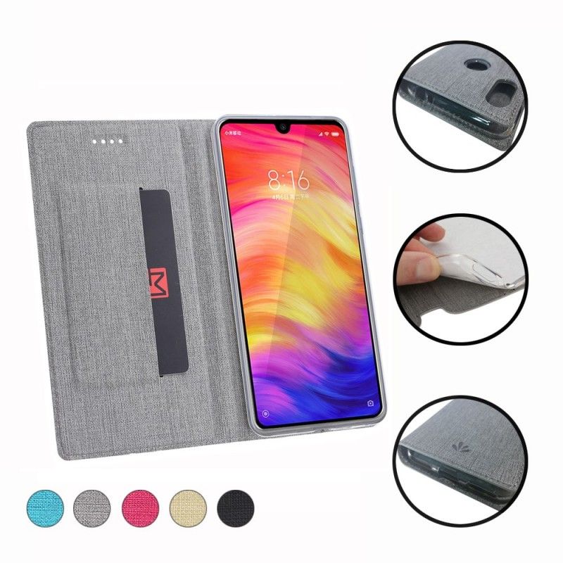 Folio-hoesje voor Xiaomi Redmi Note 7 Grijs Zwart Gestructureerd