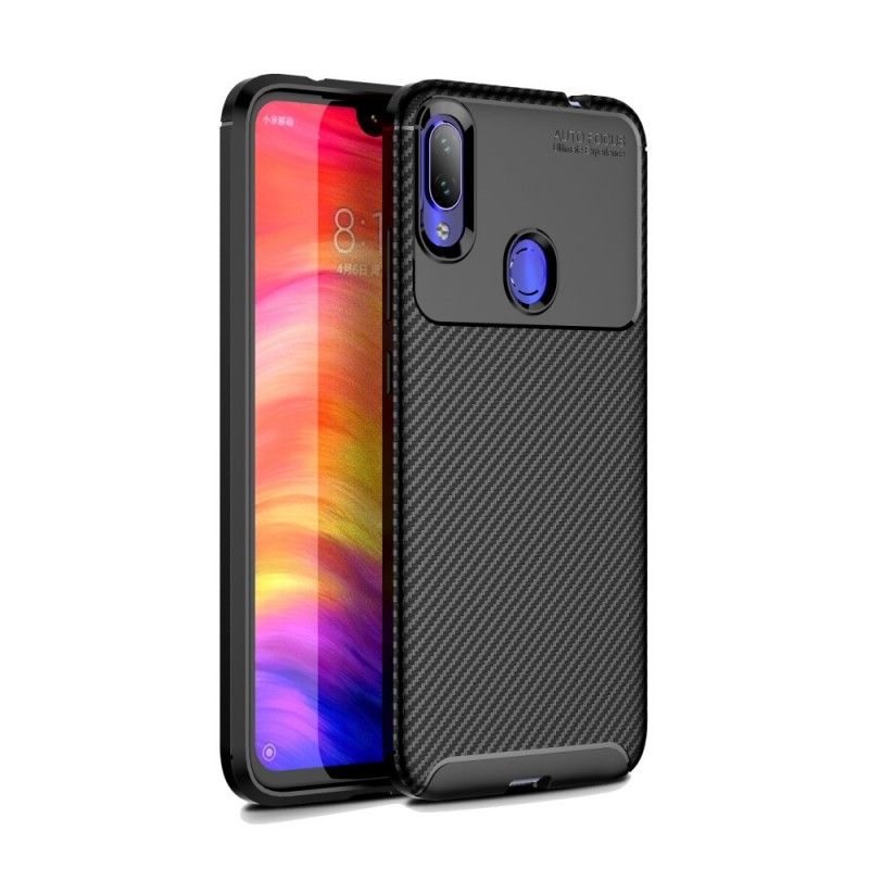 Hoesje voor Xiaomi Redmi Note 7 Donkerblauw Zwart Flexibele Koolstofvezeltextuur