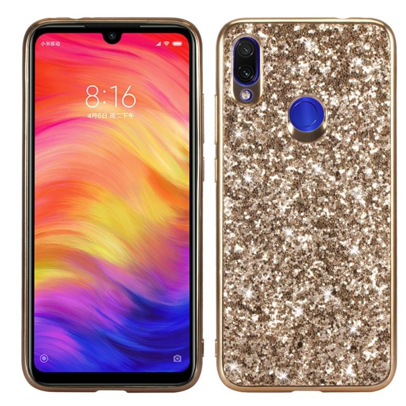 Hoesje voor Xiaomi Redmi Note 7 Lichtblauw Rood Ik Ben Glitter