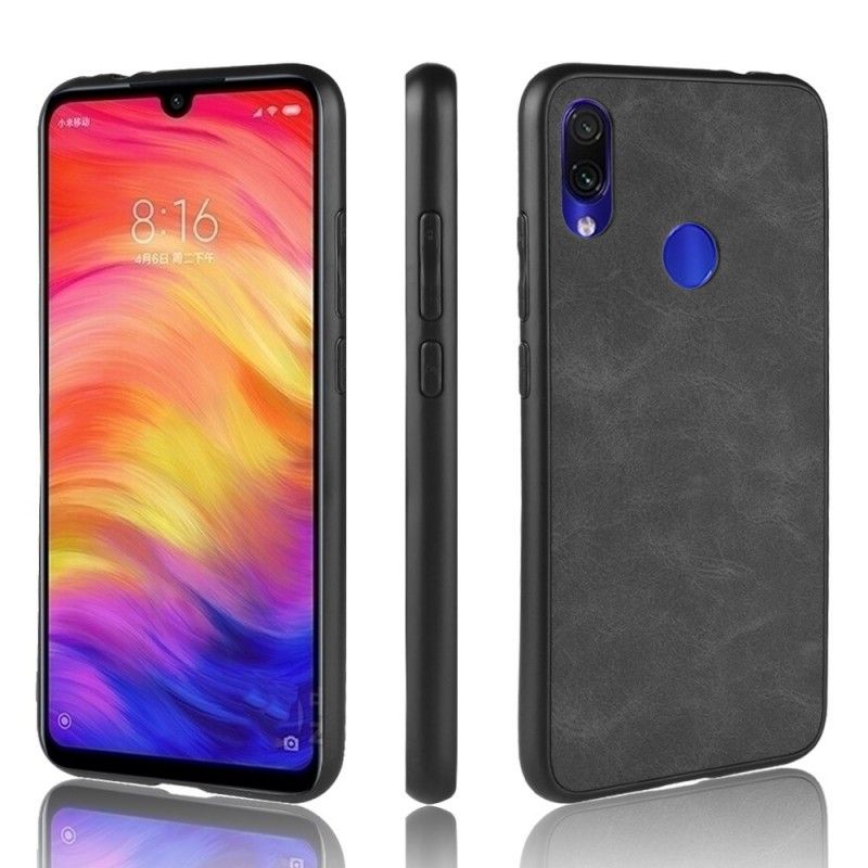 Hoesje Xiaomi Redmi Note 7 Donkerblauw Vintage Look Leereffect