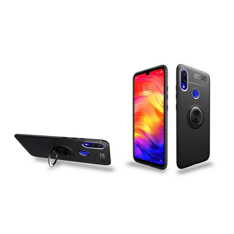 Hoesje Xiaomi Redmi Note 7 Rood Zwart Roterende Ring