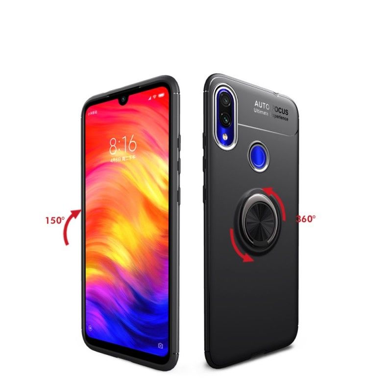 Hoesje Xiaomi Redmi Note 7 Rood Zwart Roterende Ring