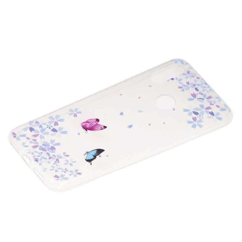 Hoesje Xiaomi Redmi Note 7 Transparante Vlinders En Bloemen