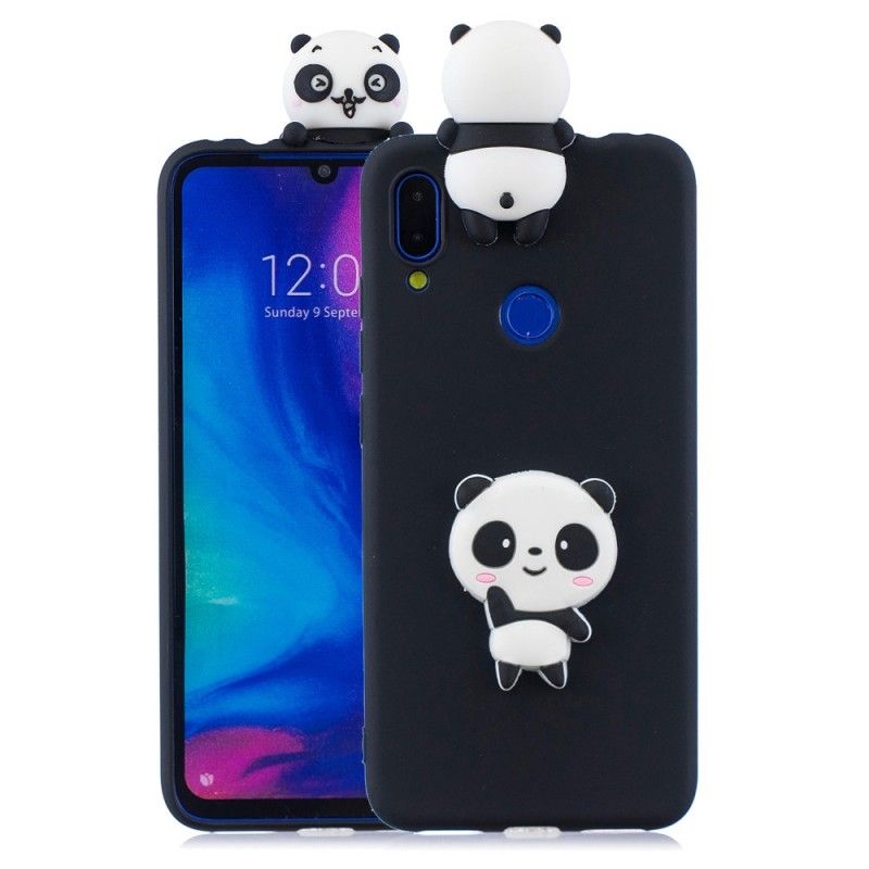 Hoesje Xiaomi Redmi Note 7 Wit Zwart 3D Mijn Panda