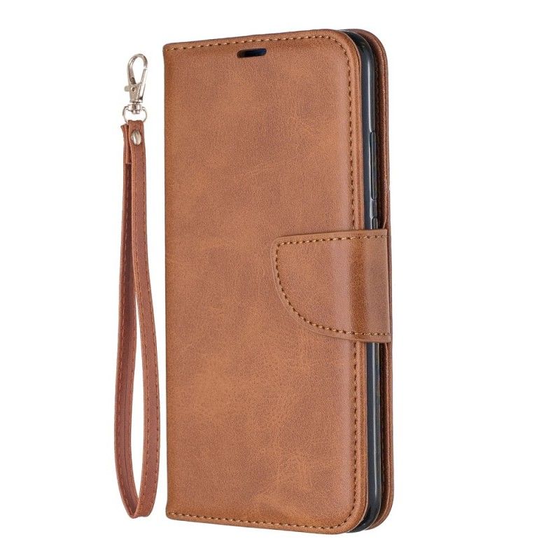 Leren Hoesje voor Xiaomi Redmi Note 7 Bruin Zwart Gladde Schuine Klep