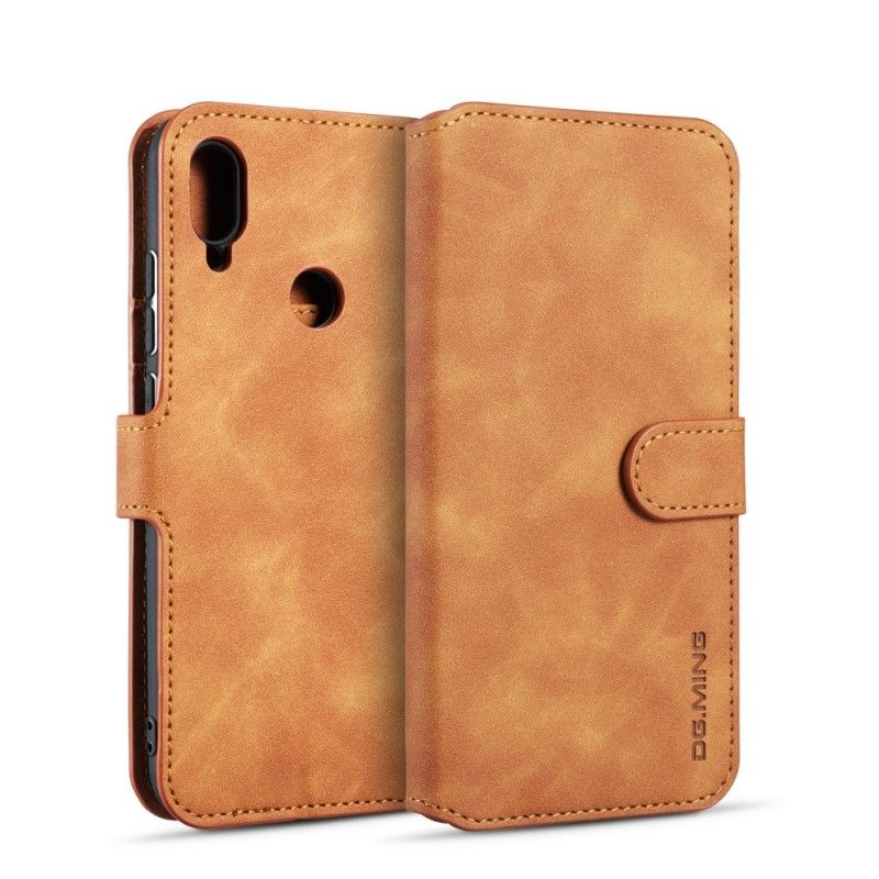 Leren Hoesje voor Xiaomi Redmi Note 7 Grijs Zwart Retro Dg.Ming