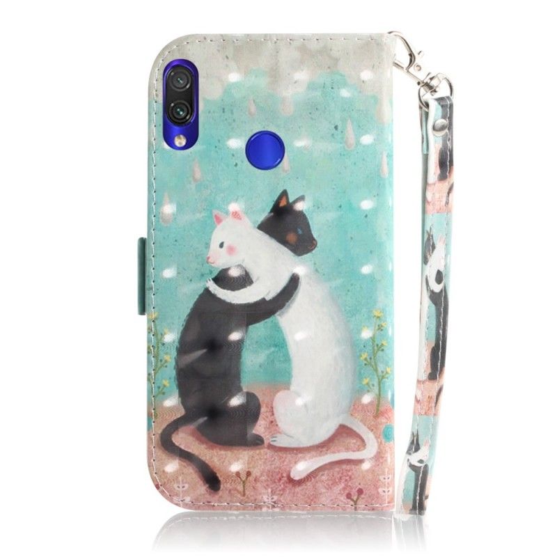 Leren Hoesje voor Xiaomi Redmi Note 7 Kattenvriendjes Met String