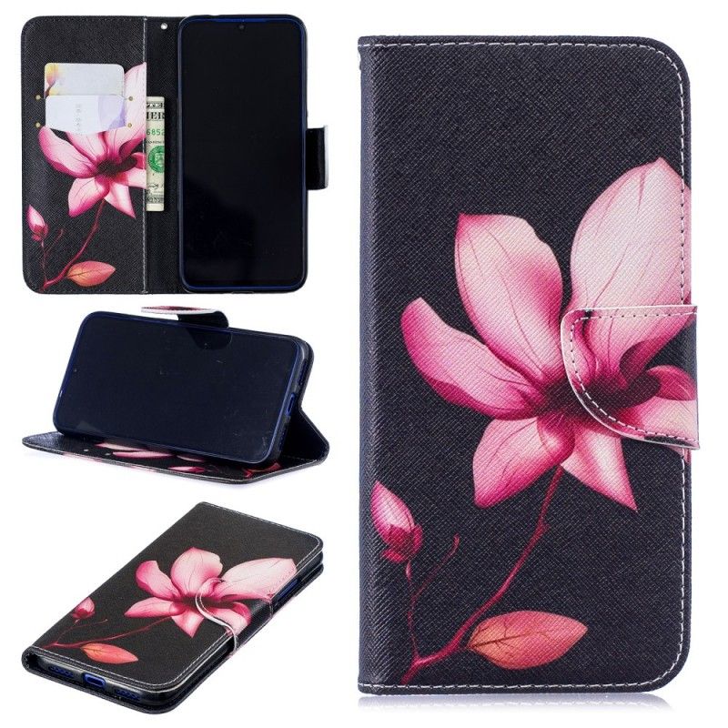 Leren Hoesje voor Xiaomi Redmi Note 7 Roze Bloem