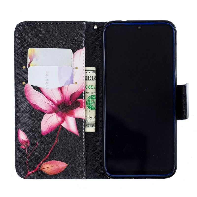 Leren Hoesje voor Xiaomi Redmi Note 7 Roze Bloem