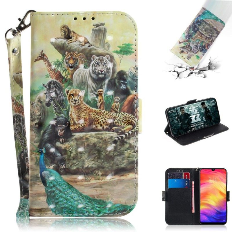 Leren Hoesje voor Xiaomi Redmi Note 7 String Safari Dieren