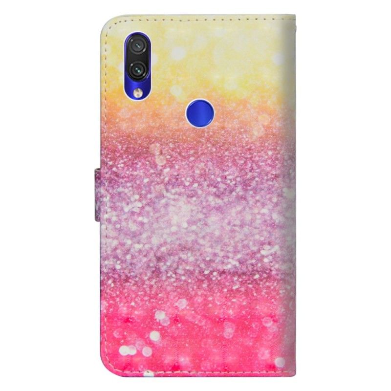 Leren Hoesje voor Xiaomi Redmi Note 7 Verloop Magenta Glitter