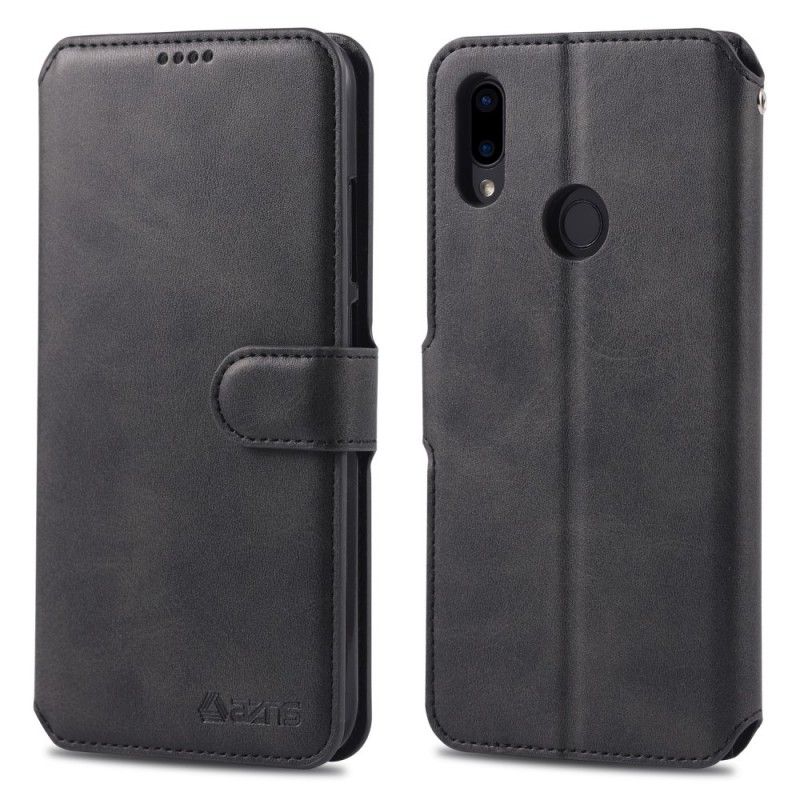 Leren Hoesje Xiaomi Redmi Note 7 Grijs Zwart Retro Azns