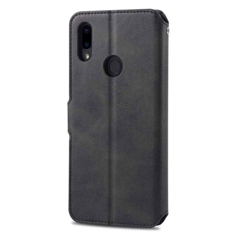 Leren Hoesje Xiaomi Redmi Note 7 Grijs Zwart Retro Azns