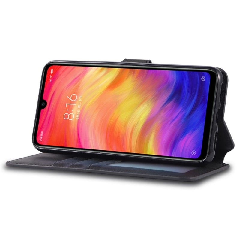 Leren Hoesje Xiaomi Redmi Note 7 Grijs Zwart Retro Azns