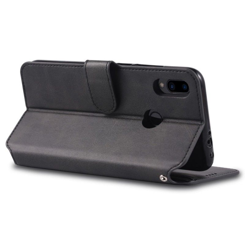Leren Hoesje Xiaomi Redmi Note 7 Grijs Zwart Retro Azns