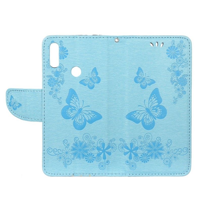 Leren Hoesje Xiaomi Redmi Note 7 Grijs Zwart Telefoonhoesje Prachtige String Vlinders