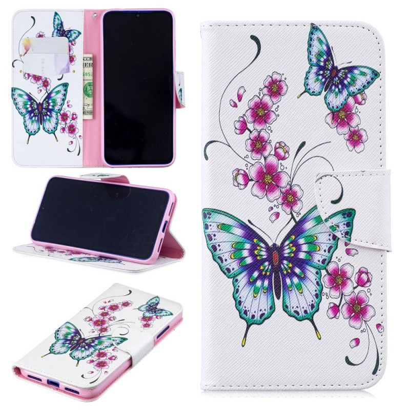 Leren Hoesje Xiaomi Redmi Note 7 Telefoonhoesje Prachtige Vlinders