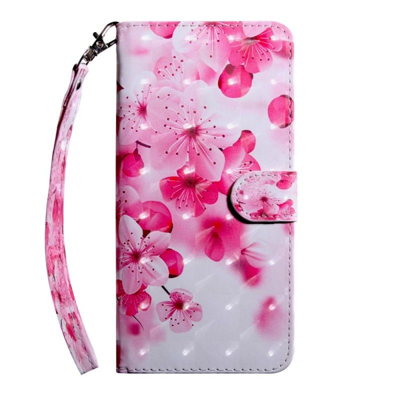 Leren Hoesje Xiaomi Redmi Note 7 Telefoonhoesje Roze Bloemen