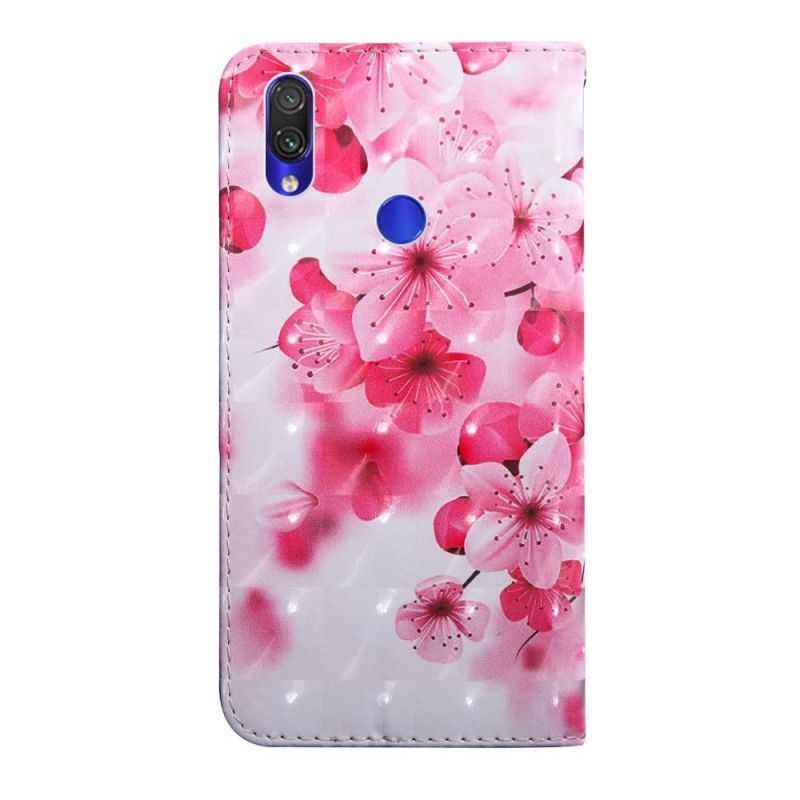 Leren Hoesje Xiaomi Redmi Note 7 Telefoonhoesje Roze Bloemen