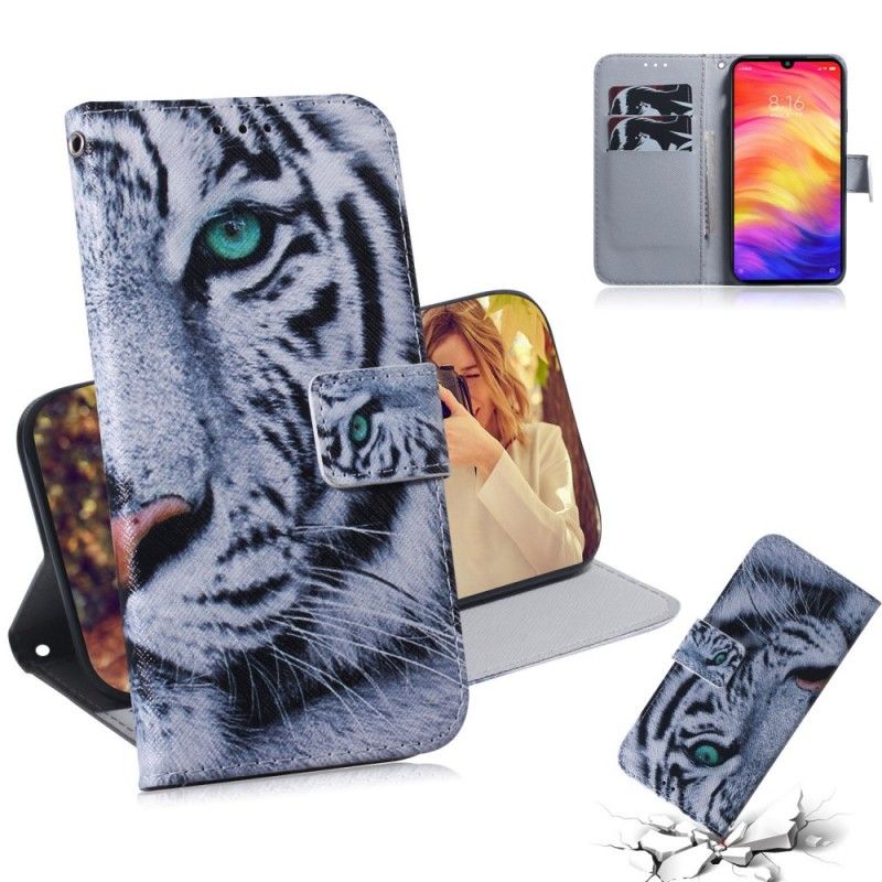 Leren Hoesje Xiaomi Redmi Note 7 Tijgergezicht