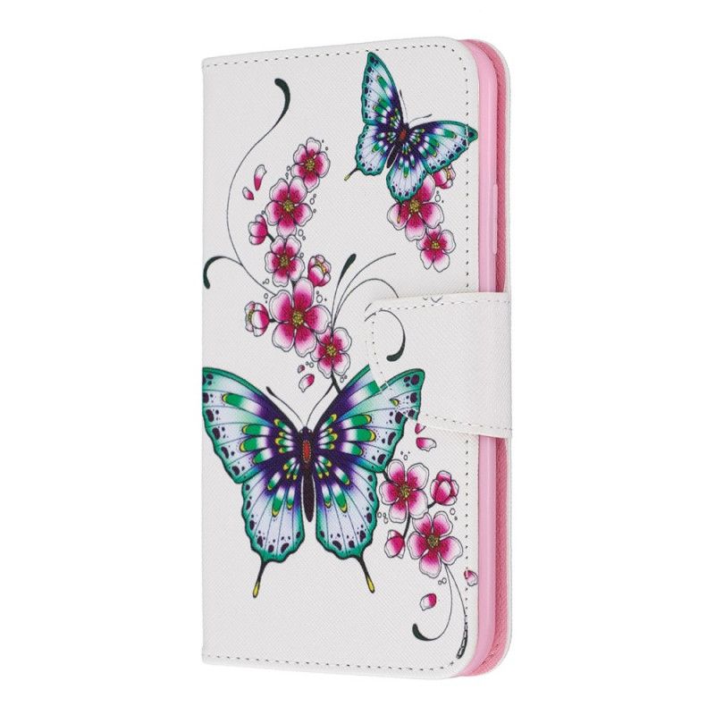Bescherming Hoesje iPhone 11 Pro Max Goud Donkerblauw Geweldige Vlinders