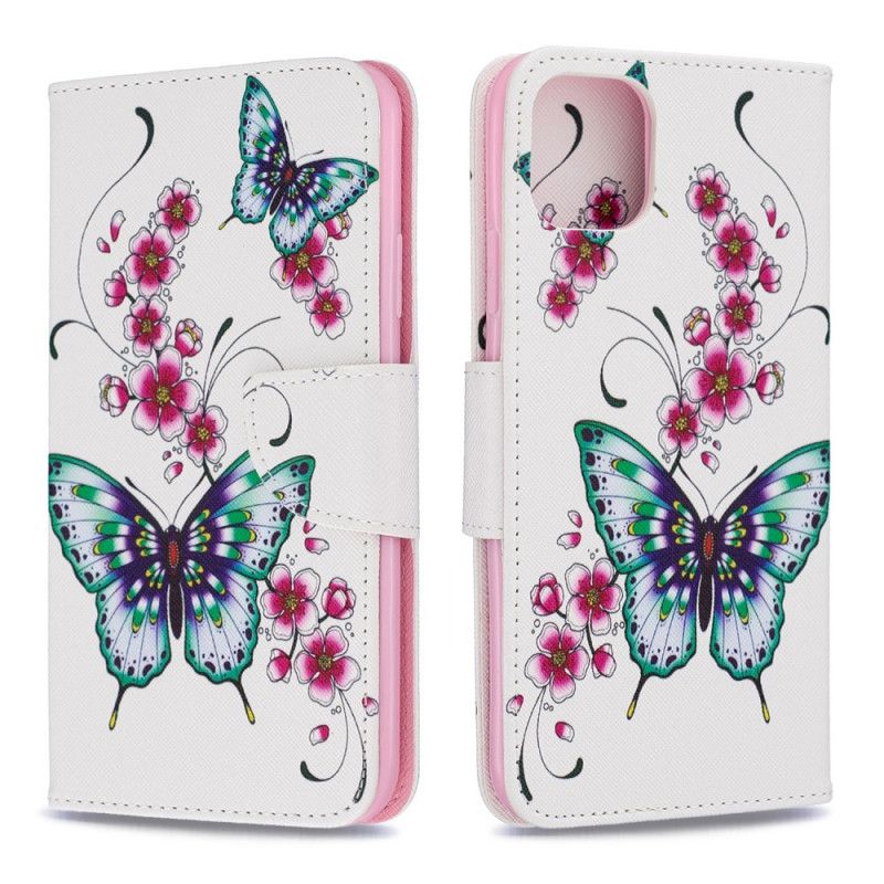 Bescherming Hoesje iPhone 11 Pro Max Goud Donkerblauw Geweldige Vlinders