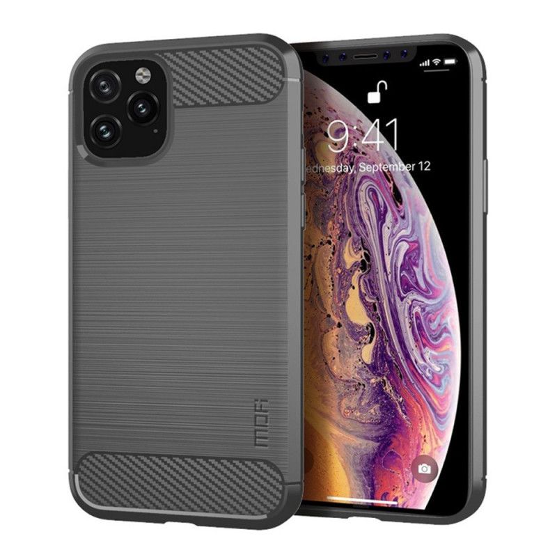 Case Hoesje iPhone 11 Pro Max Grijs Zwart Telefoonhoesje Mofi Geborstelde Koolstofvezel