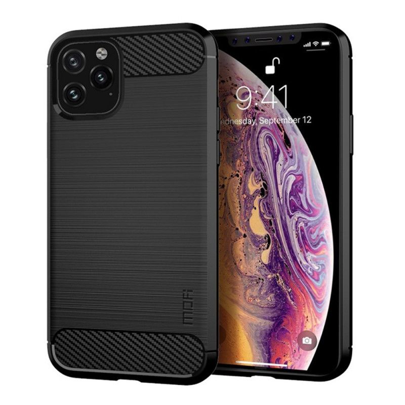 Case Hoesje iPhone 11 Pro Max Grijs Zwart Telefoonhoesje Mofi Geborstelde Koolstofvezel