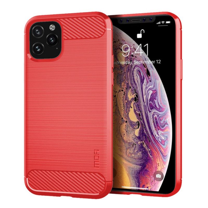 Case Hoesje iPhone 11 Pro Max Grijs Zwart Telefoonhoesje Mofi Geborstelde Koolstofvezel